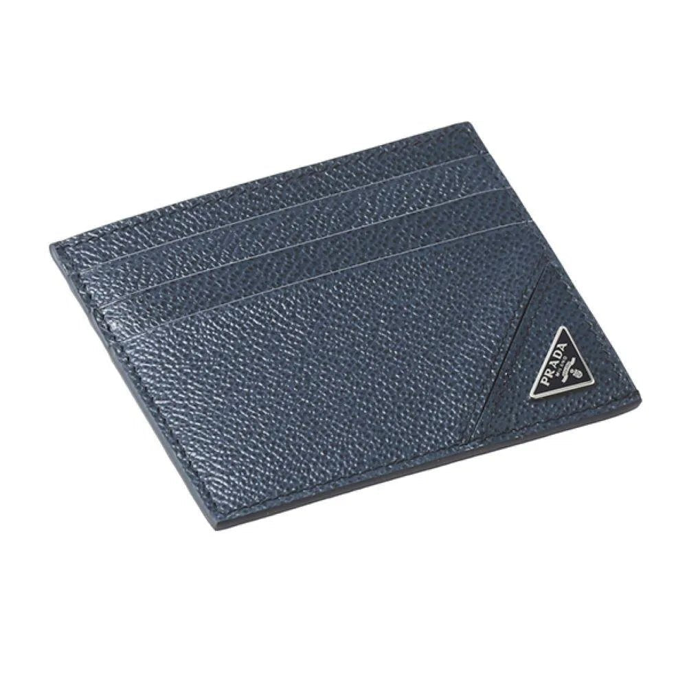 Prada Vitello Micro Grain Navy Triangle Logo Cardholder Wallet - Wallets - Clayton's Online Store