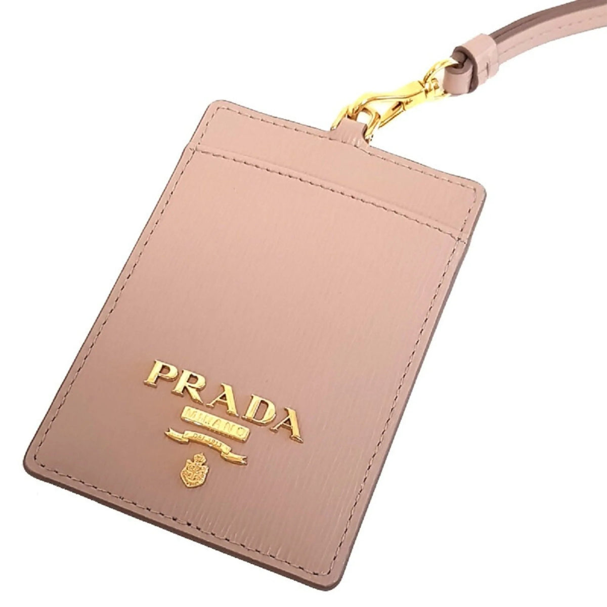 Prada Vitello Move Beige Leather Logo Plaque Lanyard Cardholder Wallet - Wallets - Clayton's Online Store