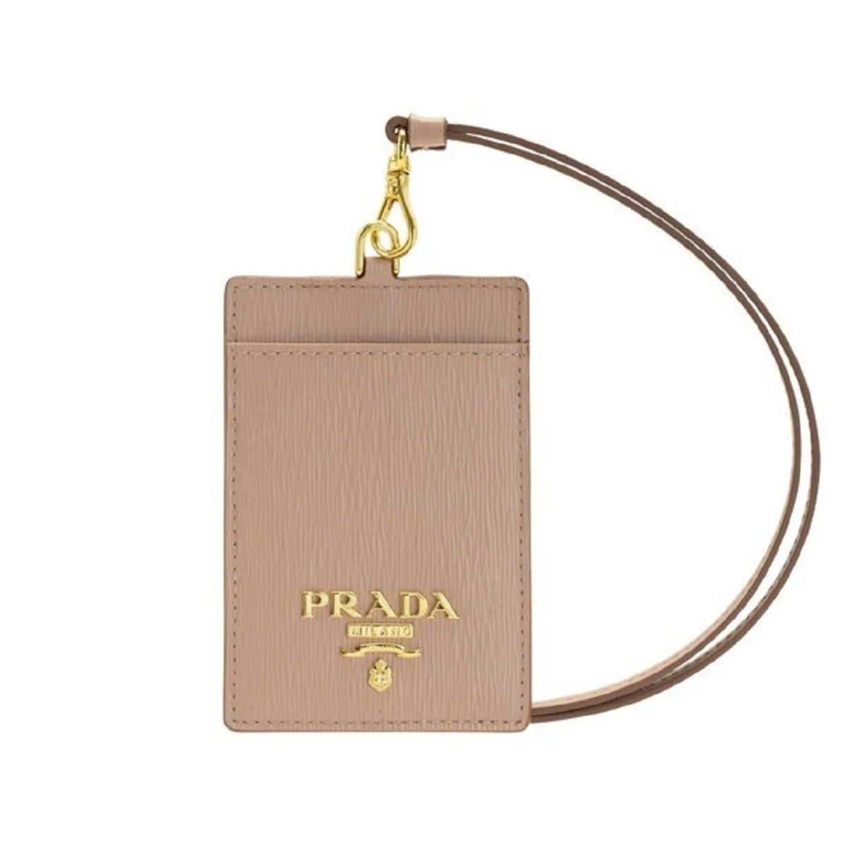 Prada Vitello Move Beige Leather Logo Plaque Lanyard Cardholder Wallet - Wallets - Clayton's Online Store