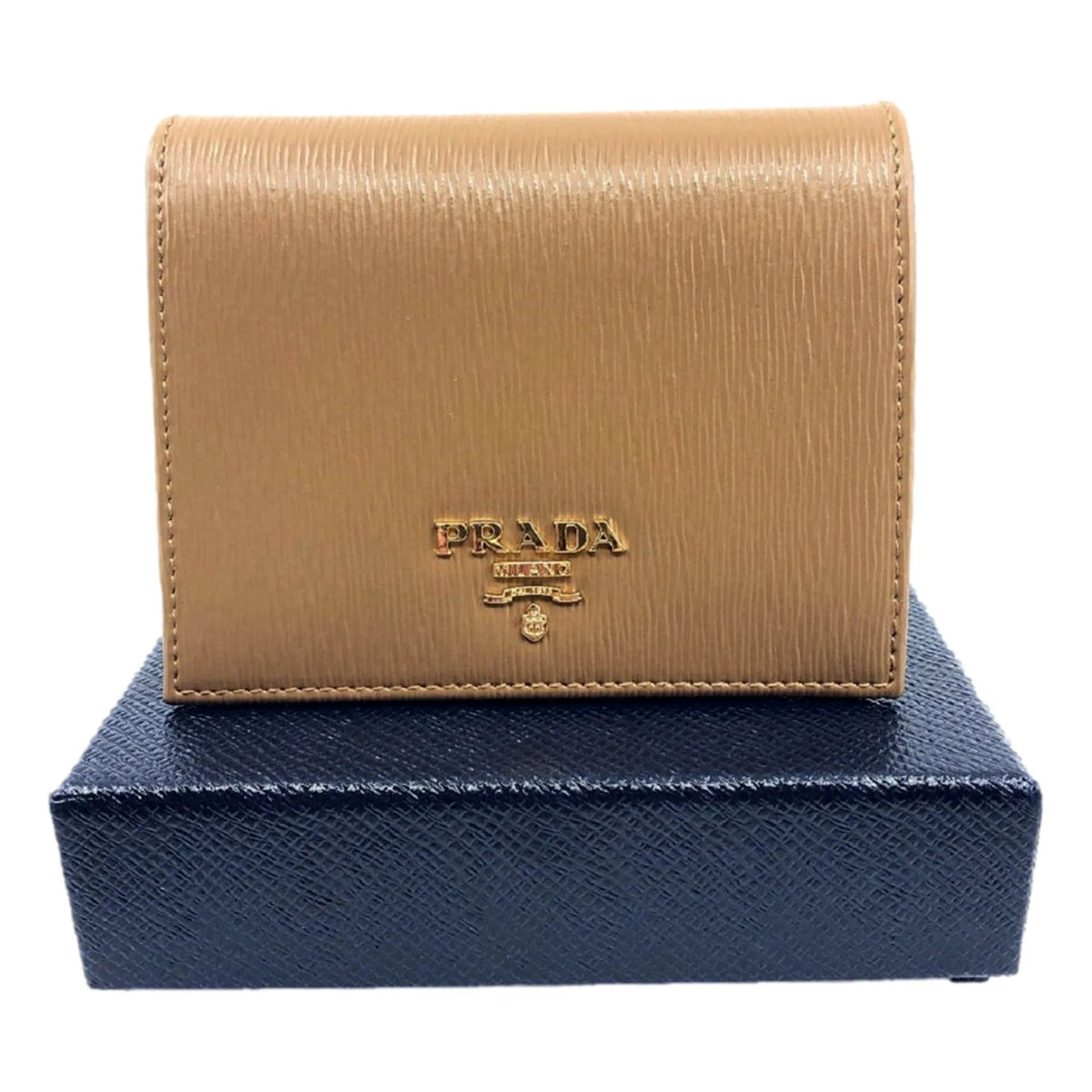 Prada Vitello Move Cipria Beige Leather Bifold Snap Wallet - Wallets - Clayton's Online Store