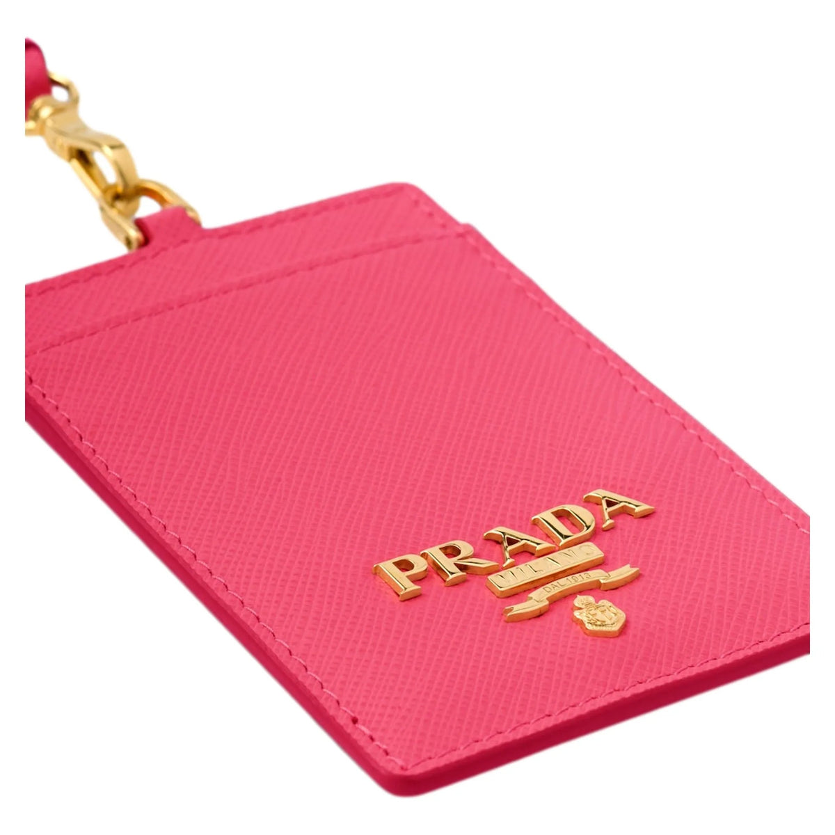 Prada Vitello Move Fuchsia Leather Logo Plaque Lanyard Cardholder Wallet - Keychains - Clayton's Online Store