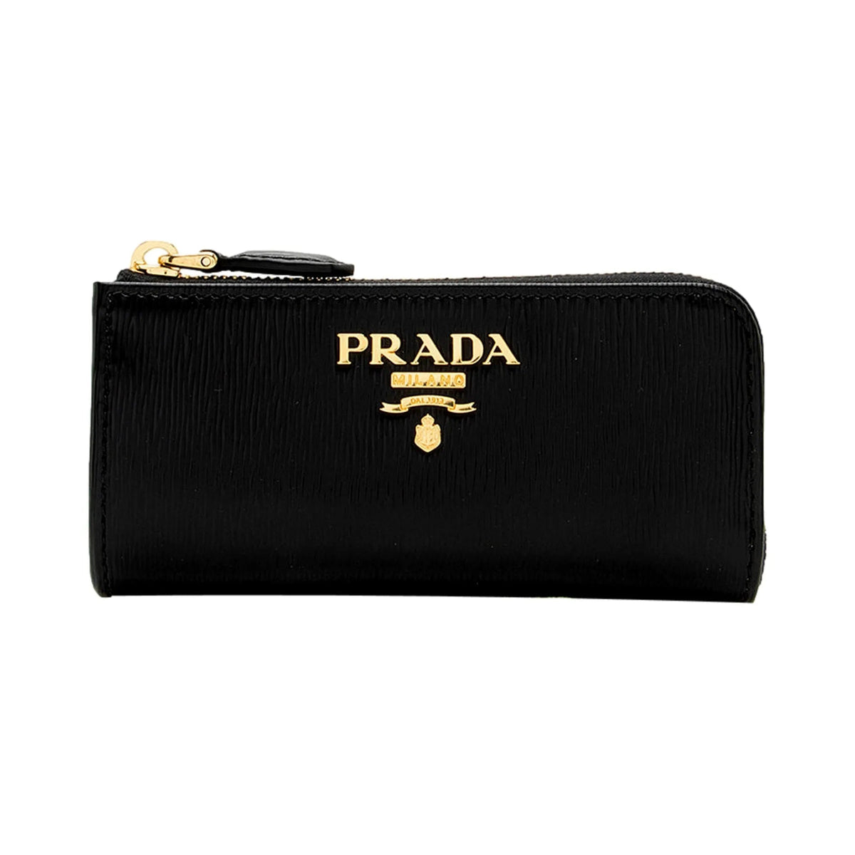 Prada Vitello Move Key Case Holder Wallet Zip Pouch Black Calf Leather - Wallets - Clayton's Online Store