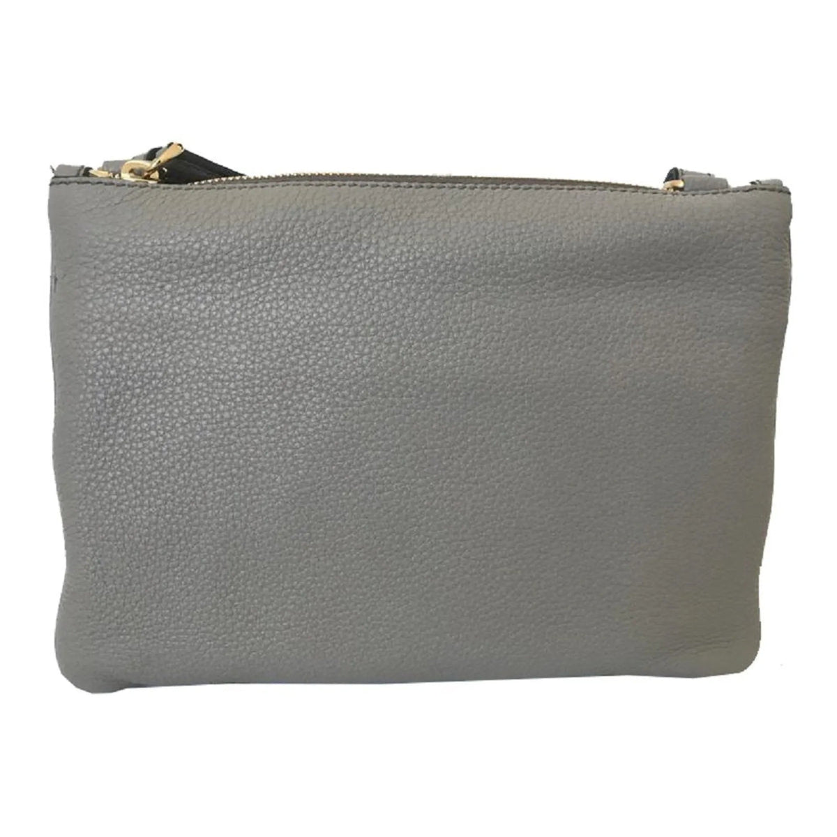 Prada Vitello Phenix Argilla Gray Leather Logo Plaque Crossbody Bag - Handbags - Clayton's Online Store