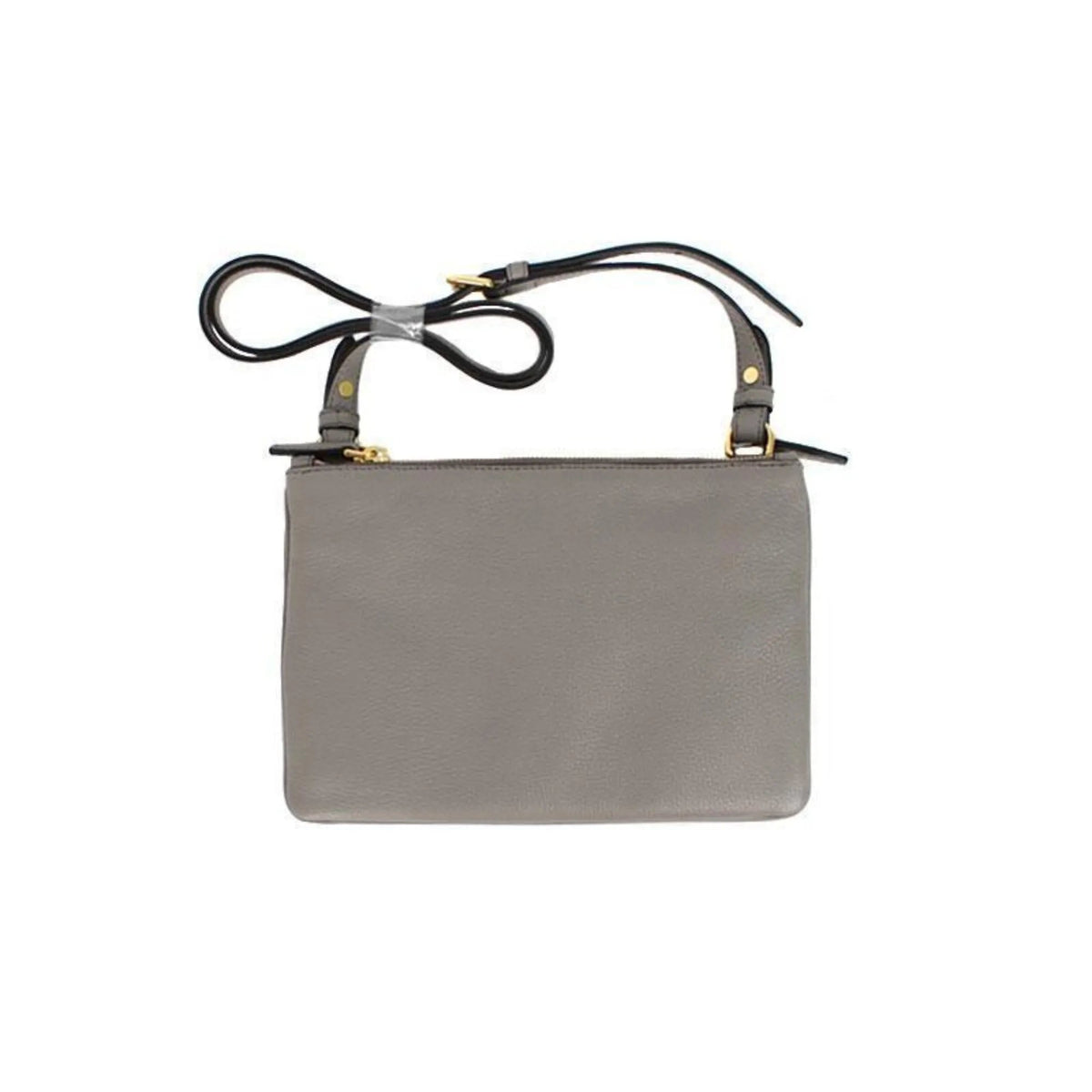 Prada Vitello Phenix Argilla Gray Leather Logo Plaque Crossbody Bag - Handbags - Clayton's Online Store