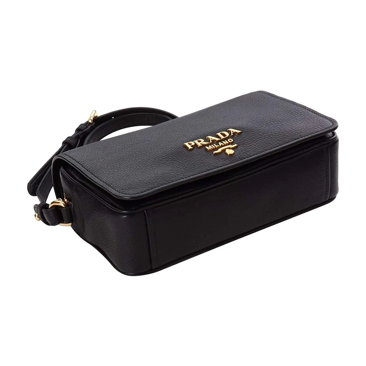 Prada Vitello Phenix Black Leather Flap Crossbody Bag - Handbags - Clayton's Online Store