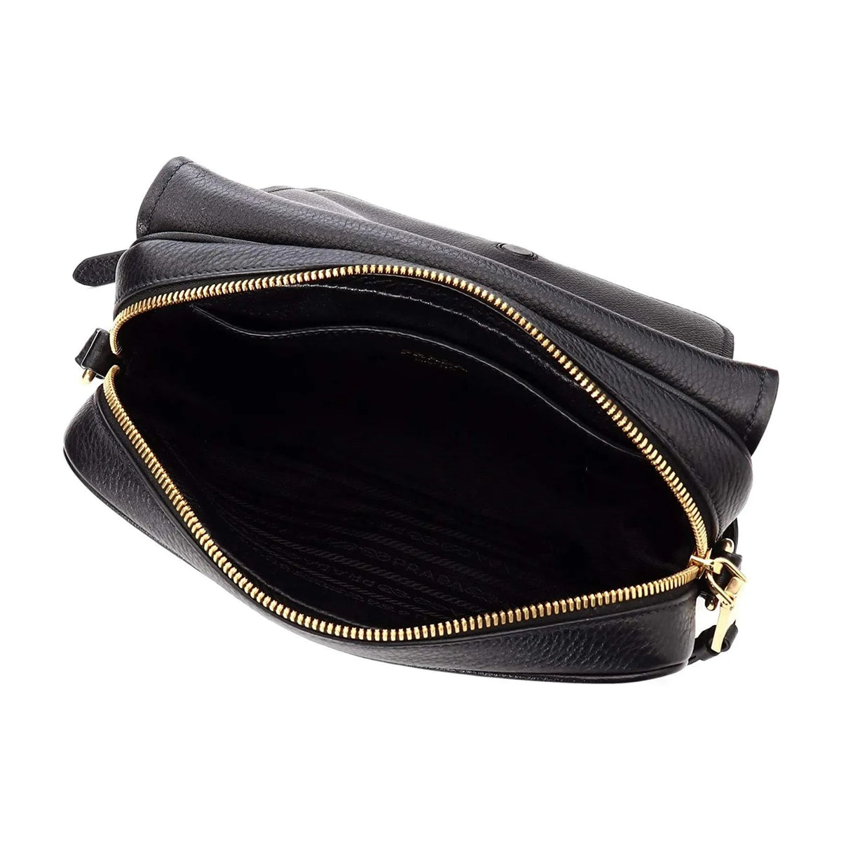 Prada Vitello Phenix Black Leather Flap Crossbody Bag - Handbags - Clayton's Online Store