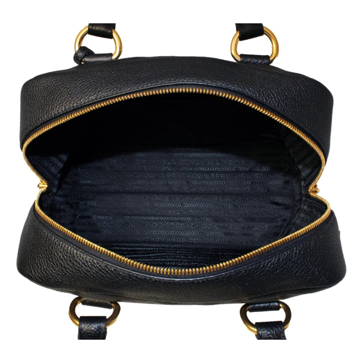 Prada Vitello Phenix Black Leather Web Stripe Crossbody Satchel Bag - Handbags - Clayton's Online Store