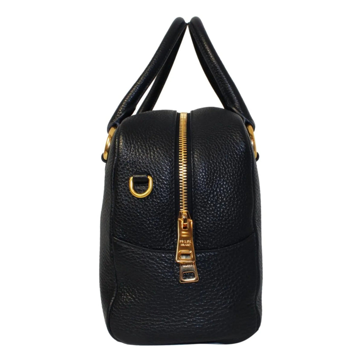 Prada Vitello Phenix Black Leather Web Stripe Crossbody Satchel Bag - Handbags - Clayton's Online Store