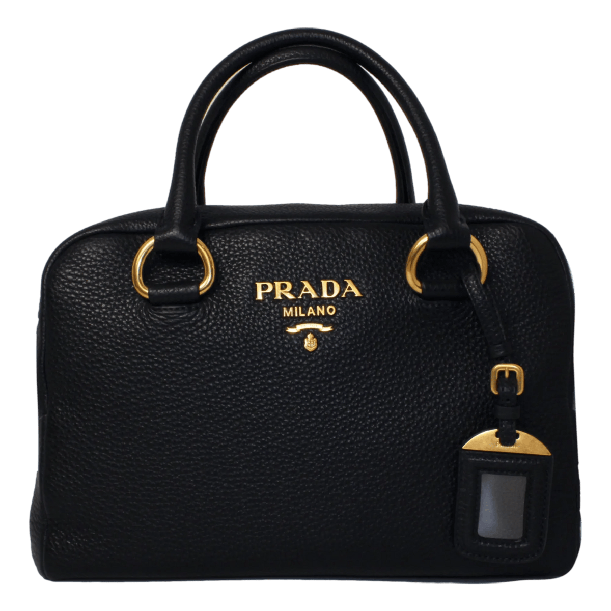 Prada Vitello Phenix Black Leather Web Stripe Crossbody Satchel Bag - Handbags - Clayton's Online Store