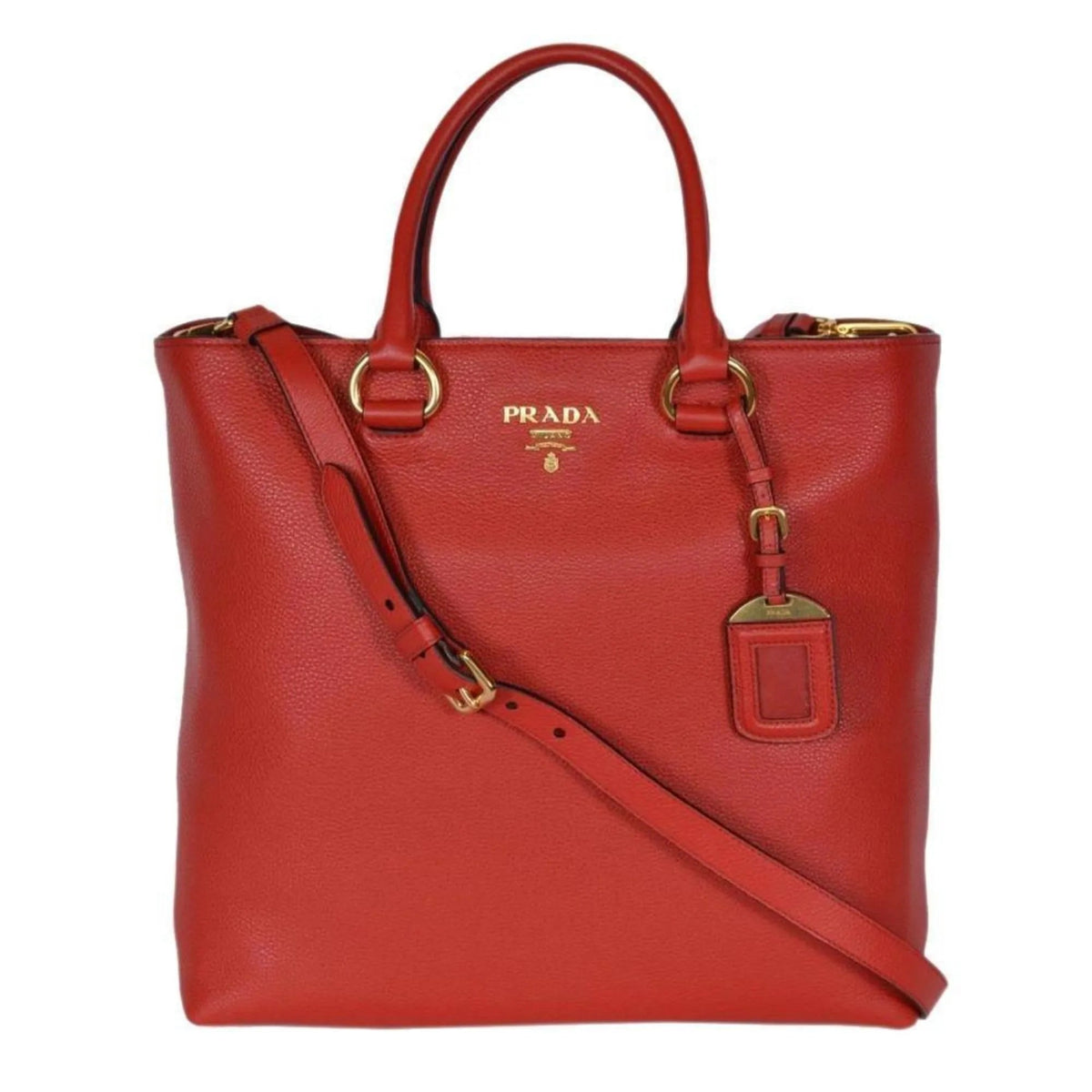 Prada Vitello Phenix Red Leather Shopping Tote - Handbags - Clayton's Online Store