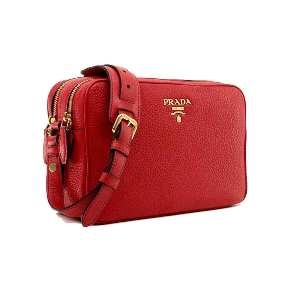 Prada Women's Red Vitello Phenix Leather Crossbody Handbag Small - Handbags - Clayton's Online Store