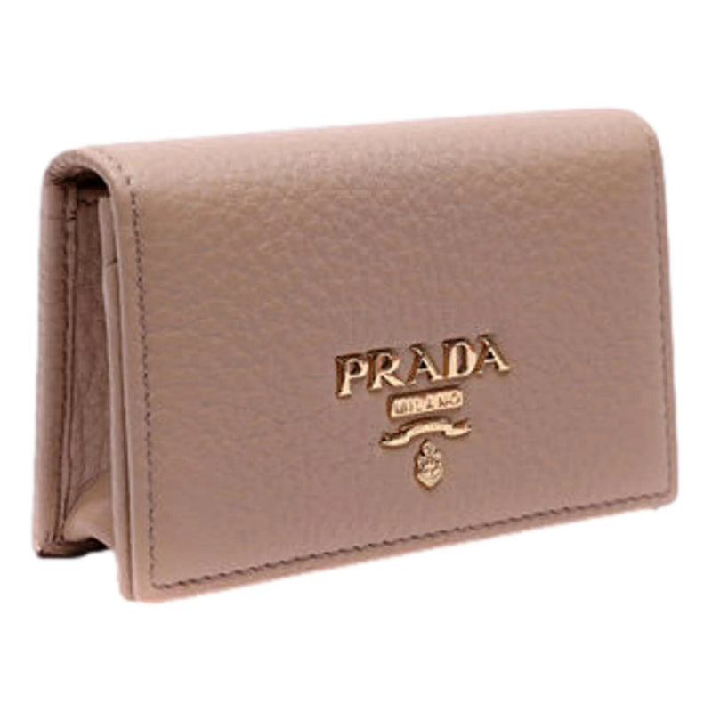 Prada Women's Vitello Grain Cammeo Beige Leather Card Case Wallet - Wallets - Clayton's Online Store