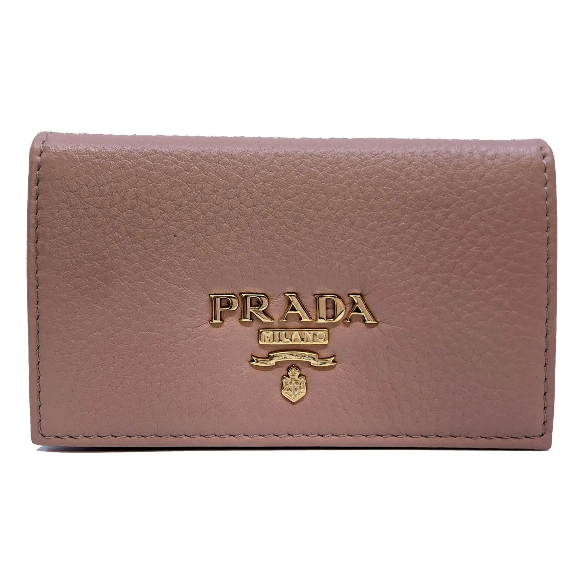 Prada Women's Vitello Grain Cipria Beige Leather Card Case Wallet - Wallets - Clayton's Online Store