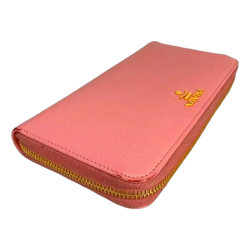 Prada Zip Around Wallet Saffiano Leather Pink Multi - Color Petalo+Pesco - Wallets - Clayton's Online Store