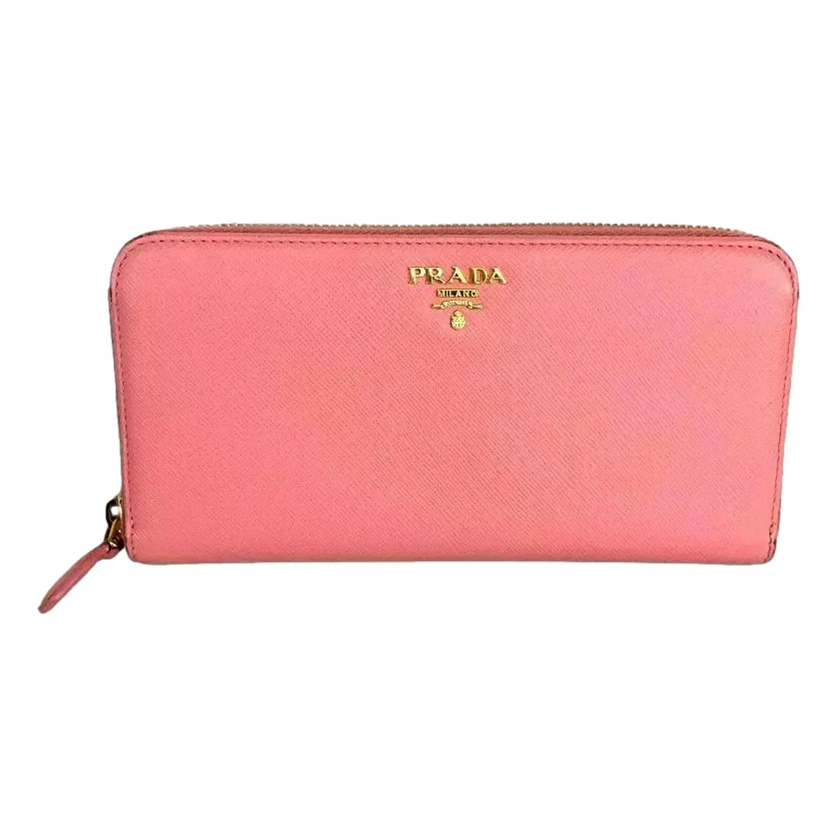 Prada Zip Around Wallet Saffiano Leather Pink Multi - Color Petalo+Pesco - Wallets - Clayton's Online Store