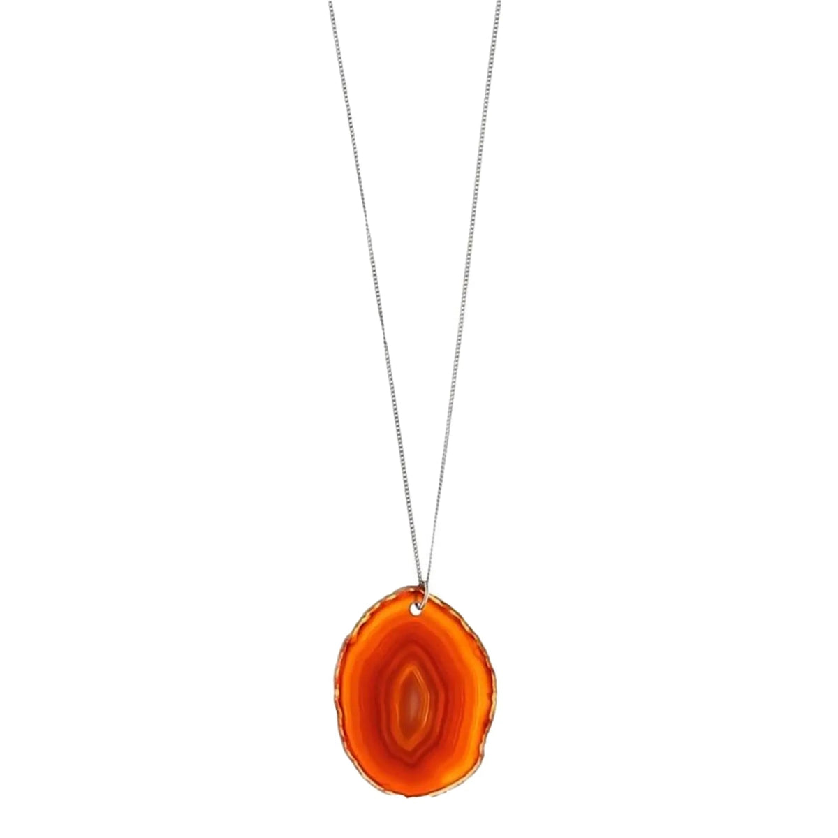 Saint Laurent Agate Necklace Orange Brown Stone Silver Brass Chain - Jewelry - Clayton's Online Store