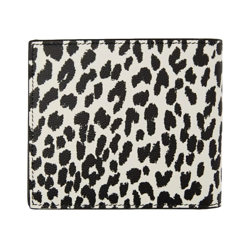 Saint Laurent BabyCat Leopard Print Black and White Leather Bifold Wallet - Wallets - Clayton's Online Store