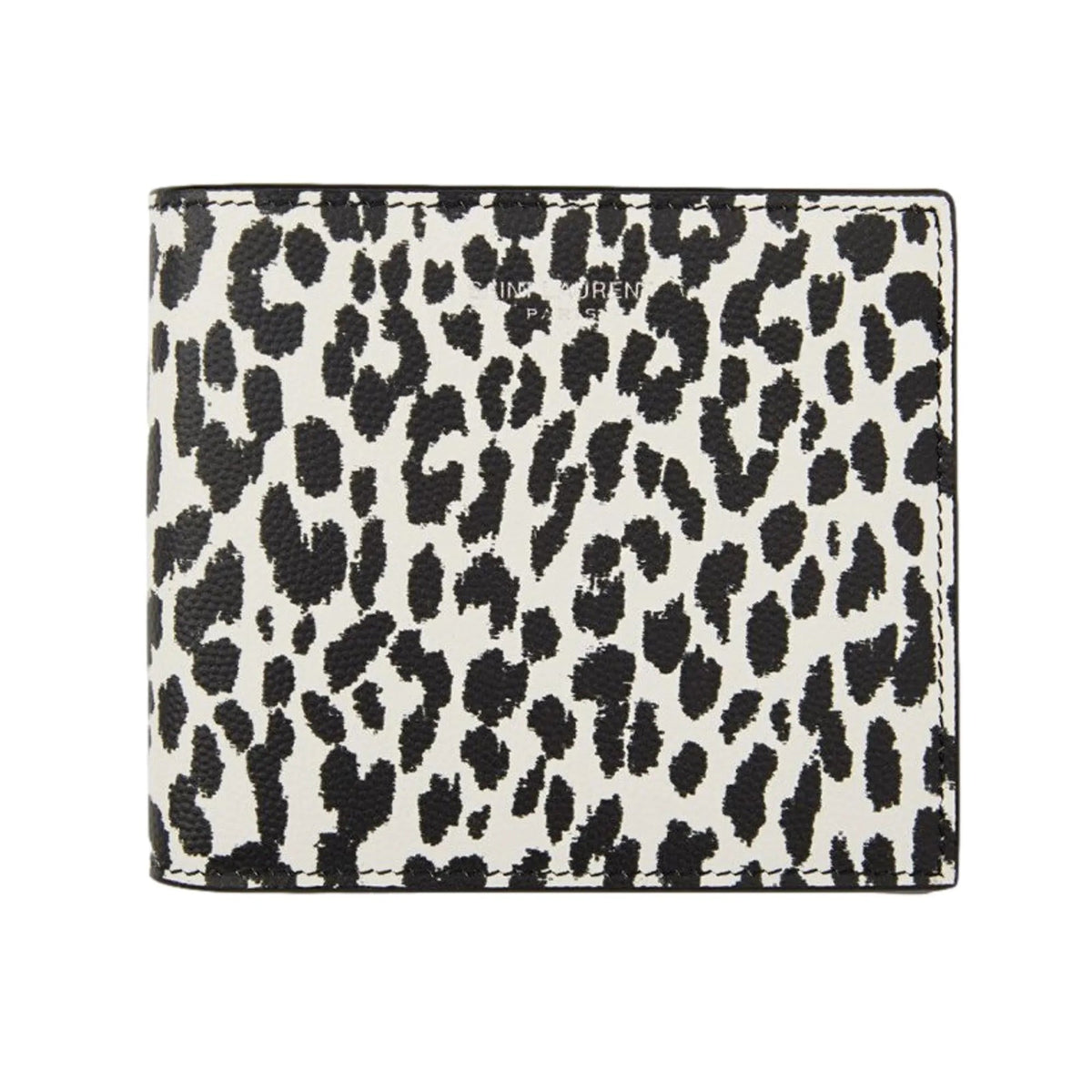 Saint Laurent BabyCat Leopard Print Black and White Leather Bifold Wallet - Wallets - Clayton's Online Store