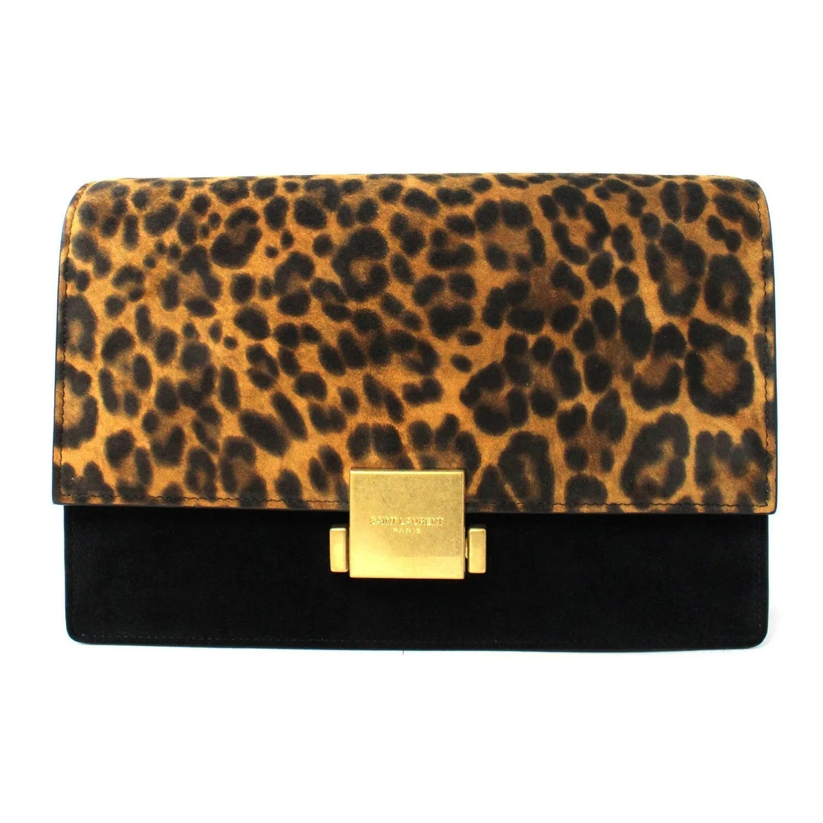 Saint Laurent Bellechasse Black Leather Leopard Print Crossbody - Handbags - Clayton's Online Store