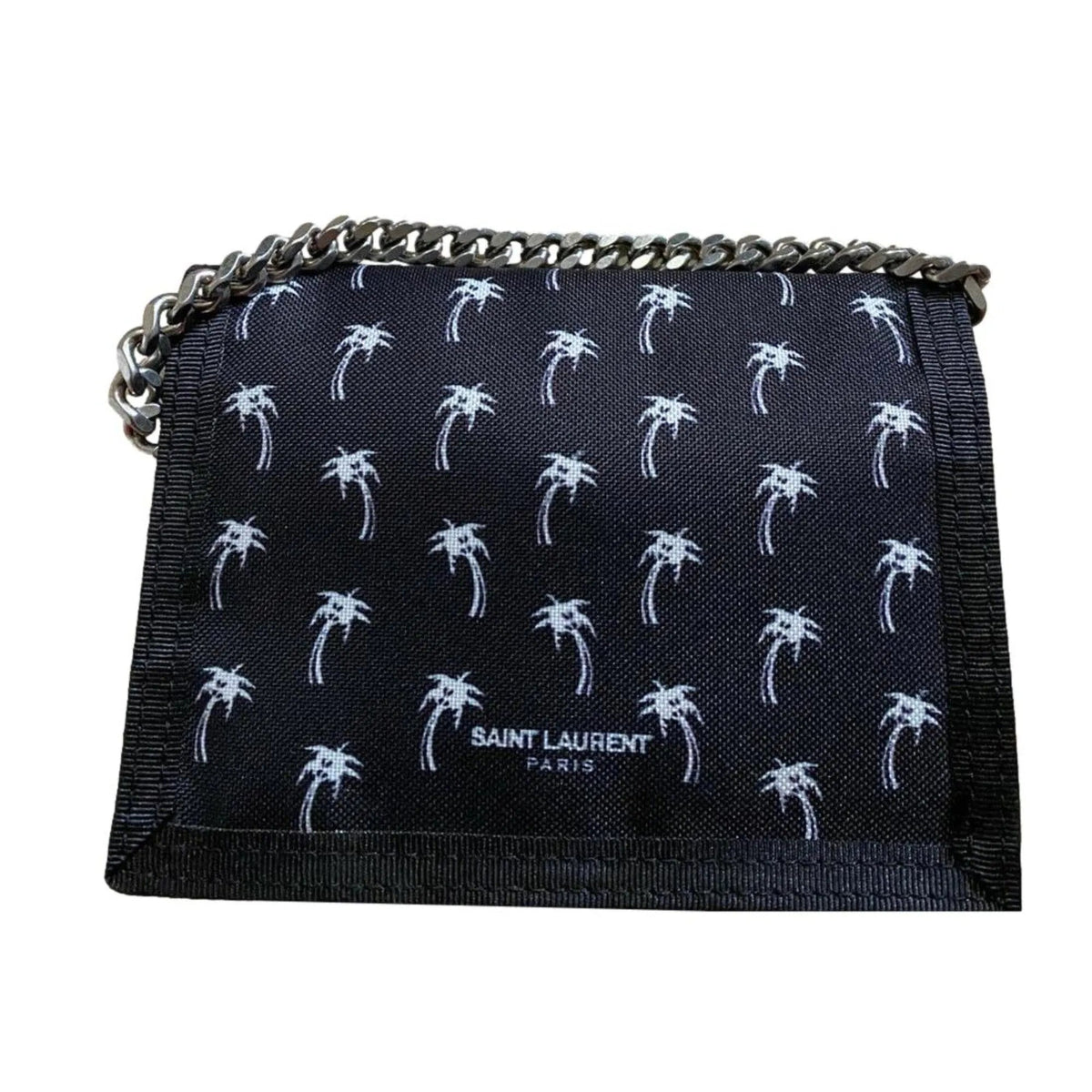 Saint Laurent Buffalo Palm Tree Black Nylon Chain Trifold Wallet - Wallets - Clayton's Online Store