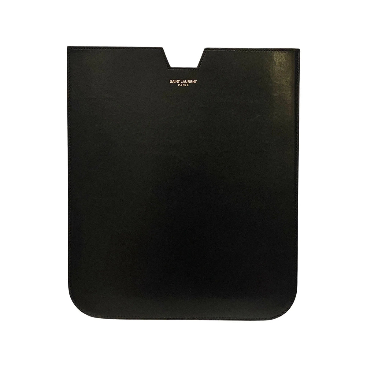 Saint Laurent iPad Pro Sleeve Smooth Black Calfskin Leather Gold Logo - Handbags - Clayton's Online Store