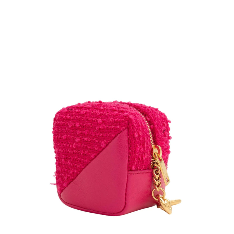 Saint Laurent Jamie YSL Keyring Cube Magenta Tweed Leather - Keychains - Clayton's Online Store