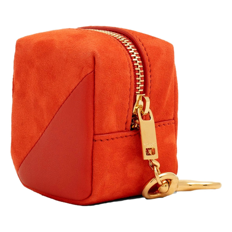 Saint Laurent Jamie YSL Keyring Cube Orange Suede Leather - Keychains - Clayton's Online Store