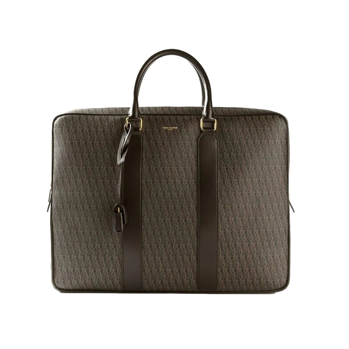 Saint Laurent Monogram Large Luggage Case Bag Dark Brown Coated Canvas - Handbags - Clayton's Online Store