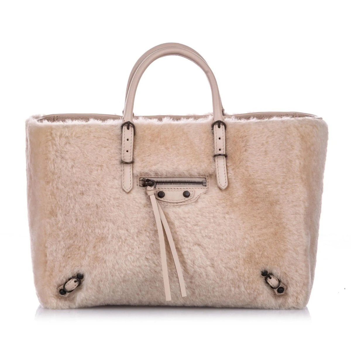 The Balenciaga Papier Merino Lamb Wool Tapioca Beige Satchel - Handbags - Clayton's Online Store