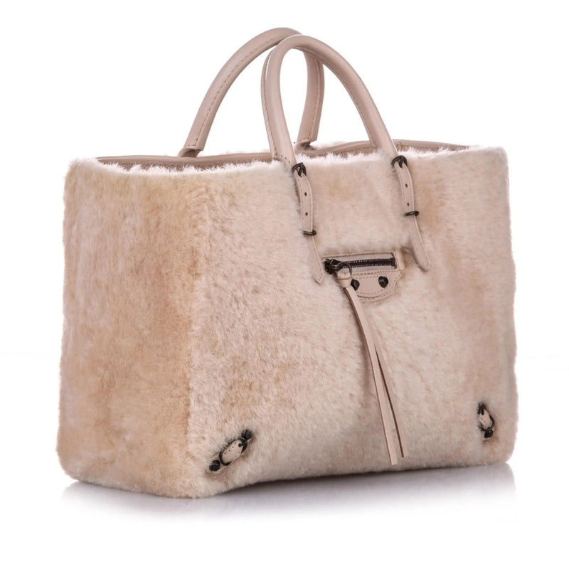 The Balenciaga Papier Merino Lamb Wool Tapioca Beige Satchel - Handbags - Clayton's Online Store