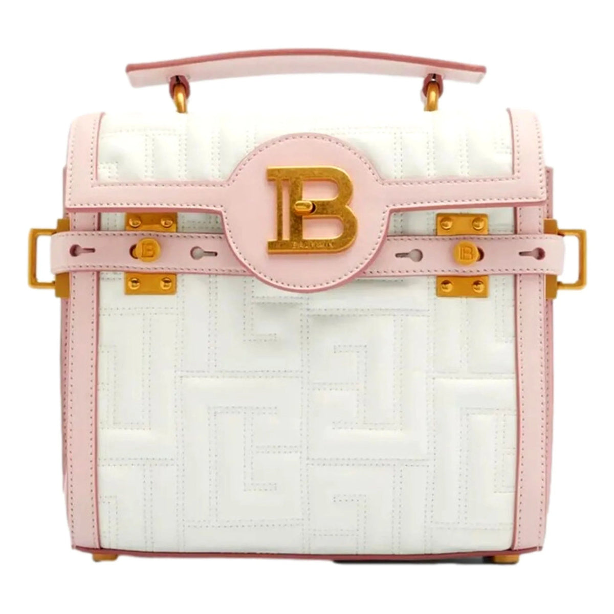 The Balmain B - Buzz 23 Pink White Tote is crafted from high - quality quilted leather - Handbags - Clayton's Online Store