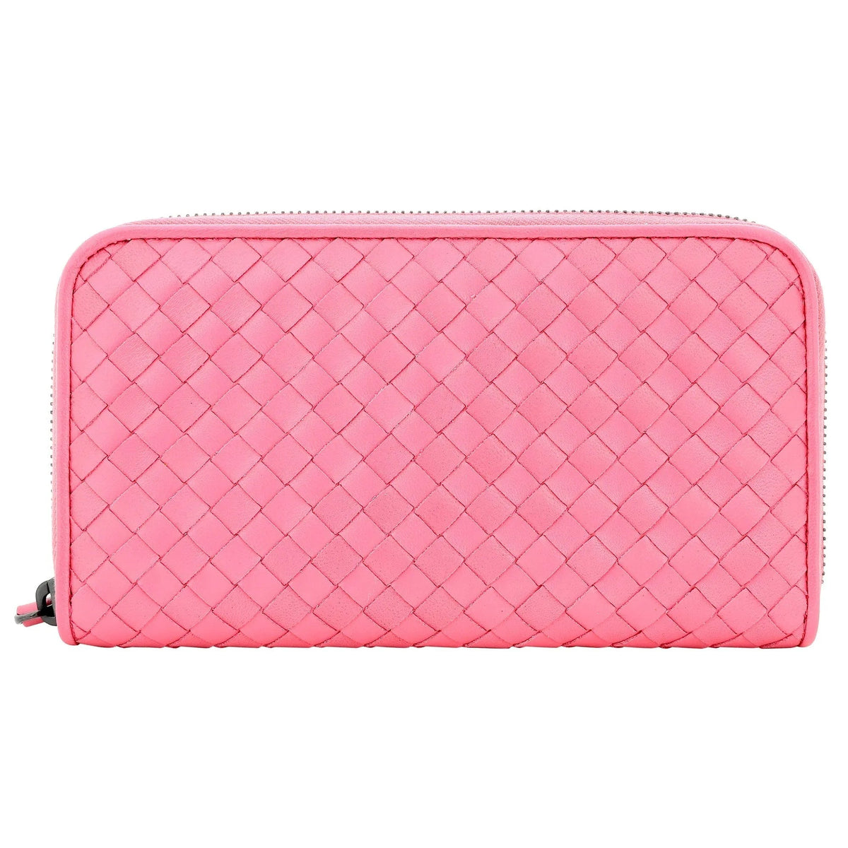 The Bottega Veneta Intrecciato Zipper French Calf Leather Wallet Pink - Wallets - Clayton's Online Store