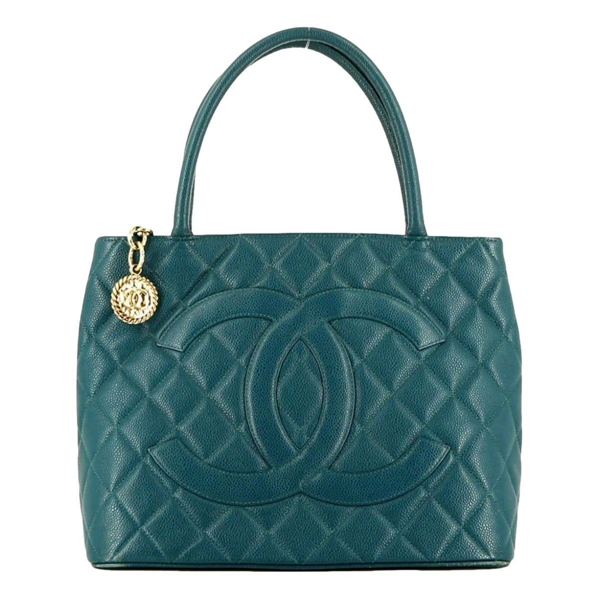 The Chanel Caviar Medallion Tote Bag Teal Blue - Handbags - Clayton's Online Store