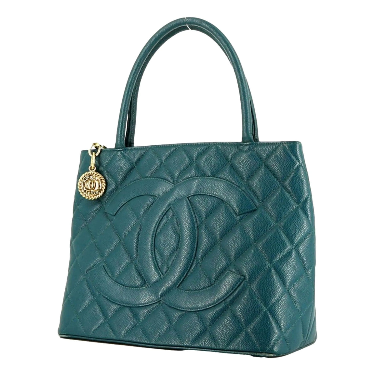 The Chanel Caviar Medallion Tote Bag Teal Blue - Handbags - Clayton's Online Store