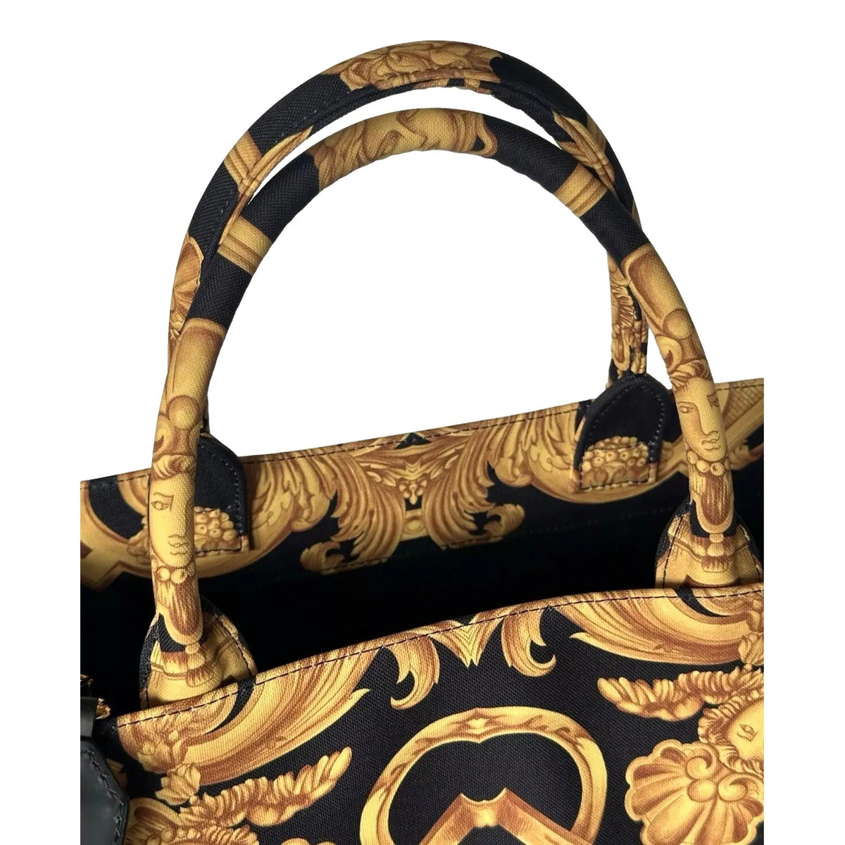 Versace Black and Gold Signature Print Large Canvas Tote - Handbags - Clayton's Online Store