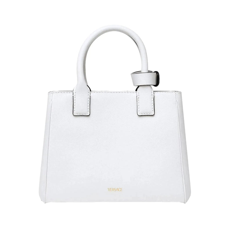 Versace La Medusa Gold Plaque White Leather Small Crossbody Tote Bag - Handbags - Clayton's Online Store