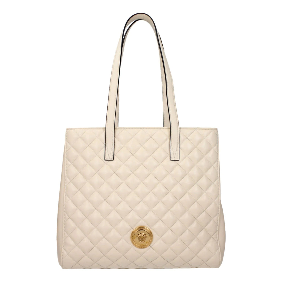 Versace La Medusa Ivory Quilted Leather Totebag - Handbags - Clayton's Online Store