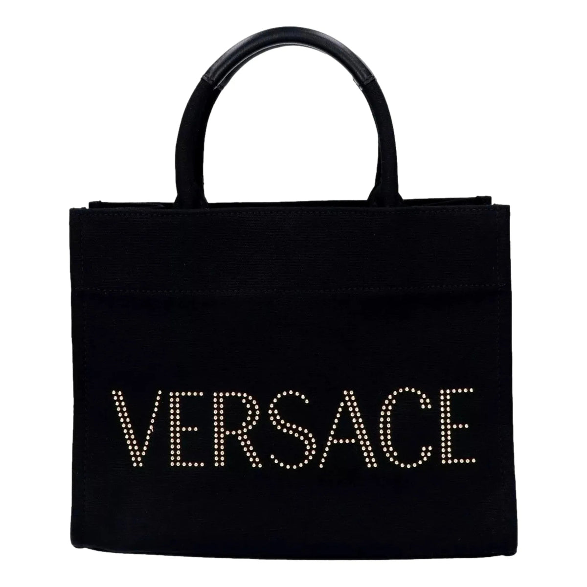 Versace Nero Canvas Studded Logo Totebag - Handbags - Clayton's Online Store