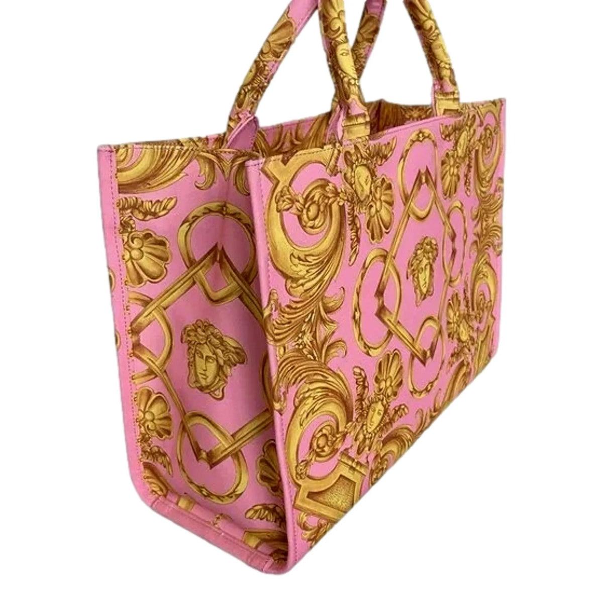 Versace Pastel Pink Signature Print Large Canvas Tote - Handbags - Clayton's Online Store