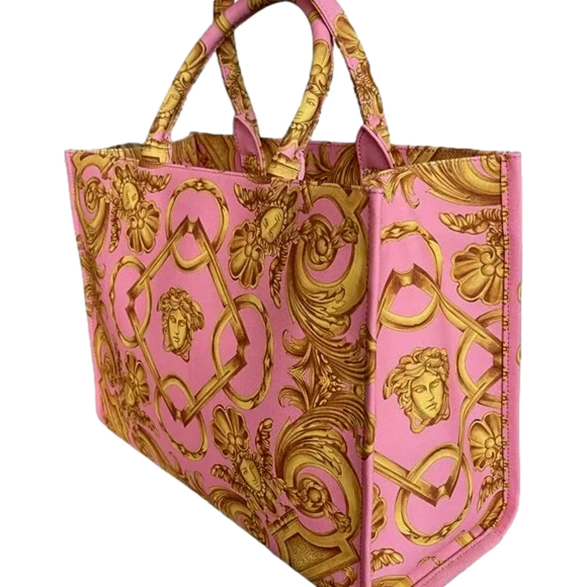 Versace Pastel Pink Signature Print Large Canvas Tote - Handbags - Clayton's Online Store