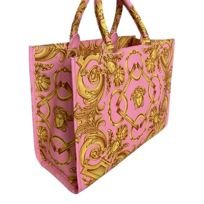 Versace Pastel Pink Signature Print Large Canvas Tote - Handbags - Clayton's Online Store