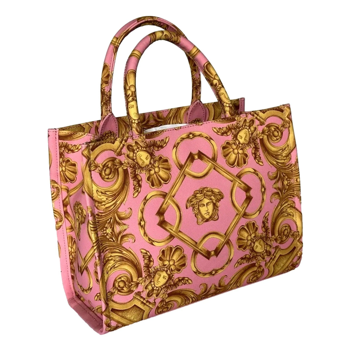 Versace Pastel Pink Signature Print Small Canvas Tote - Handbags - Clayton's Online Store